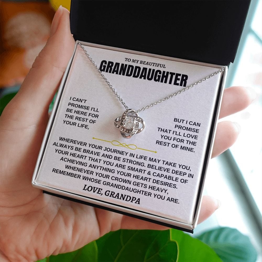 To My Granddaughter Love Knot Necklace