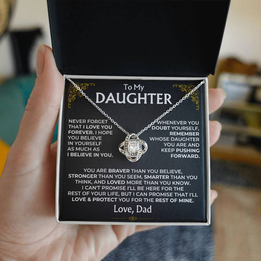 To My Daughter Love Knot Necklace 5