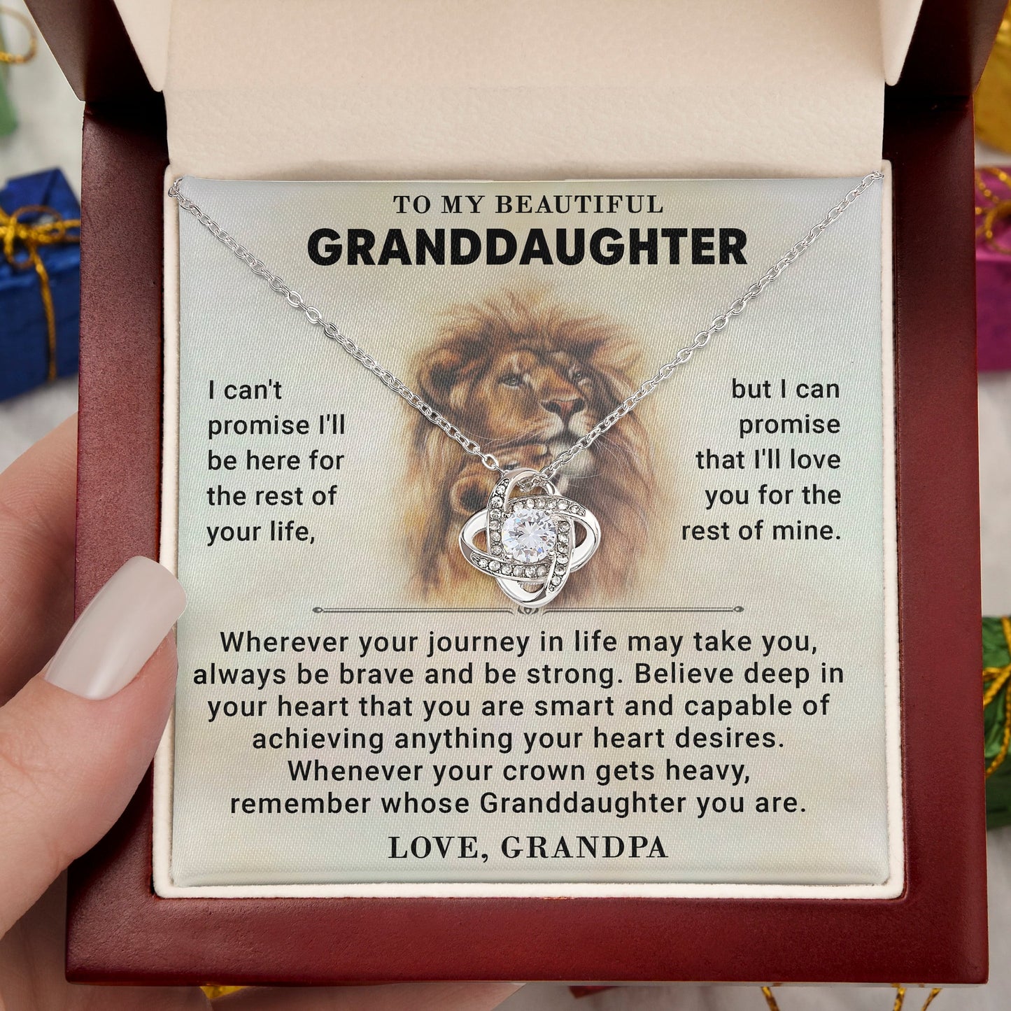 To My Granddaughter Love Knot Necklace