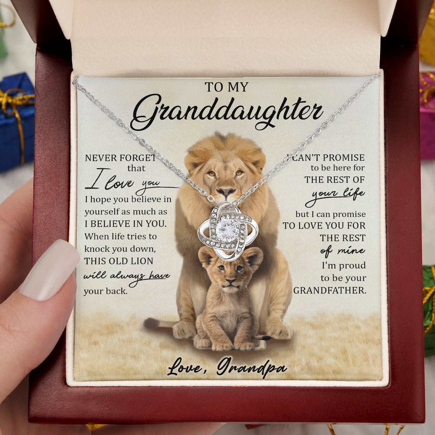 To My Granddaughter Love Knot Necklace-2