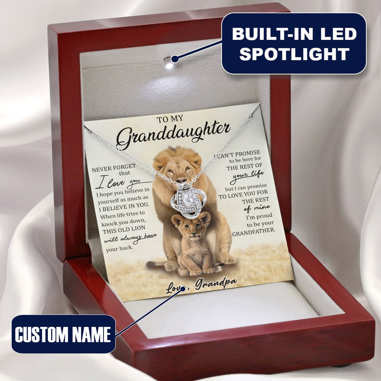 To My Granddaughter Love Knot Necklace-2