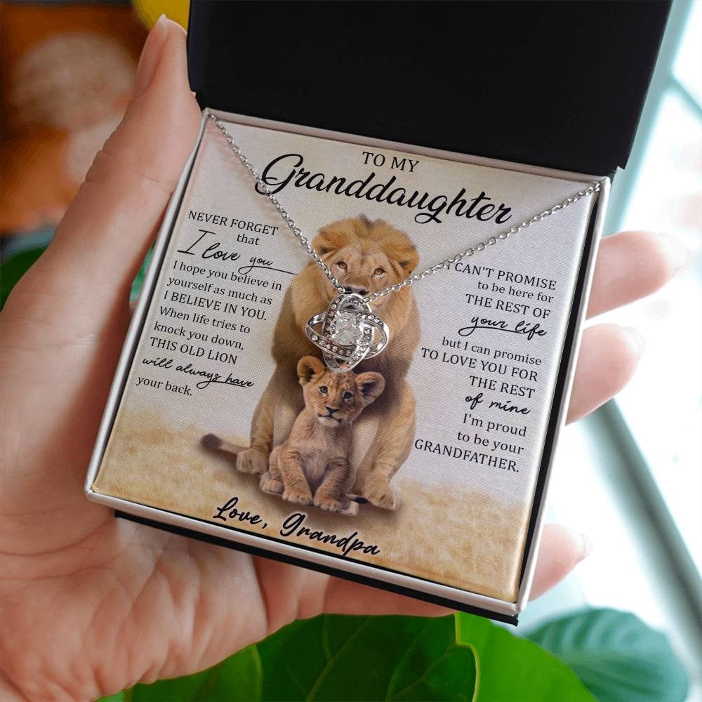 To My Granddaughter Love Knot Necklace-2