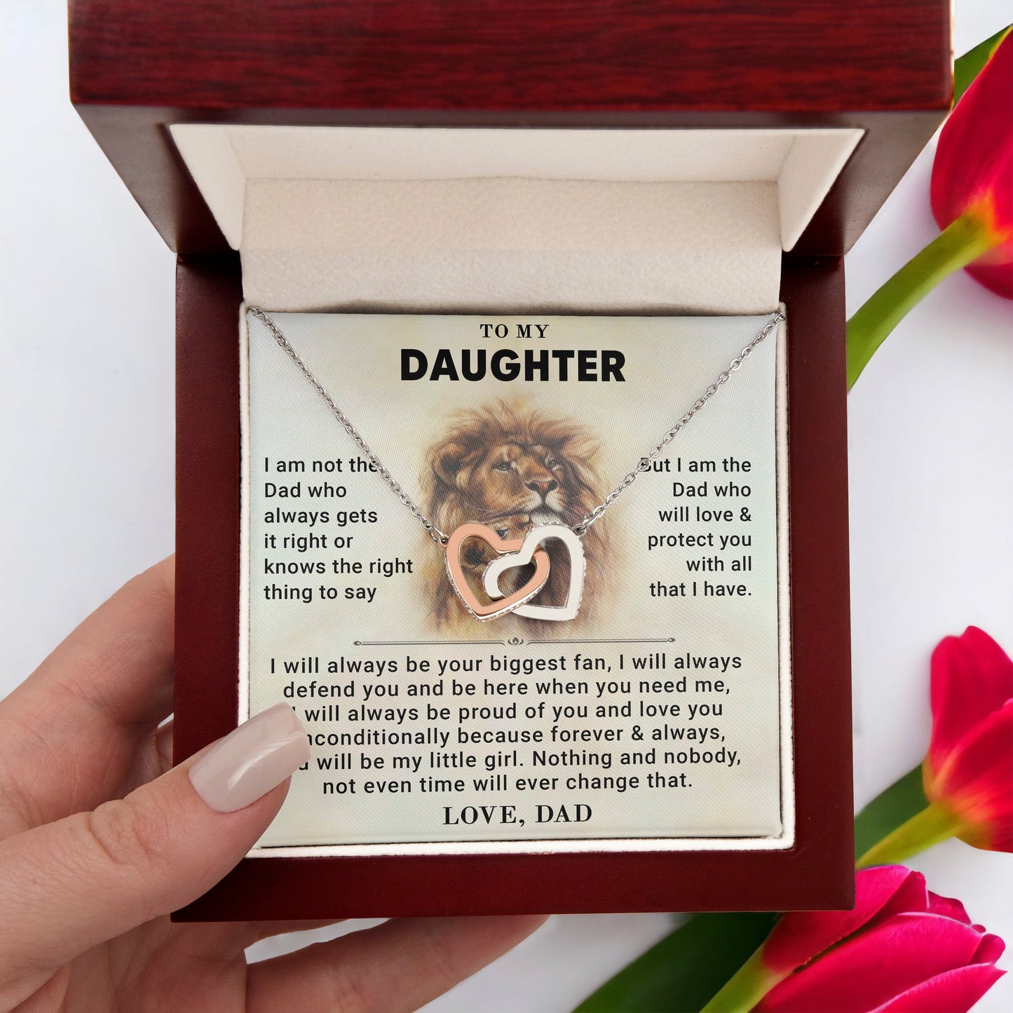 To My Beautiful Daughter - Intertwined Hearts Keepsake Necklace