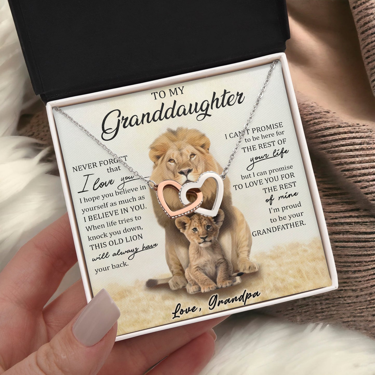 To My Granddaughter - Intertwined Hearts Keepsake Necklace