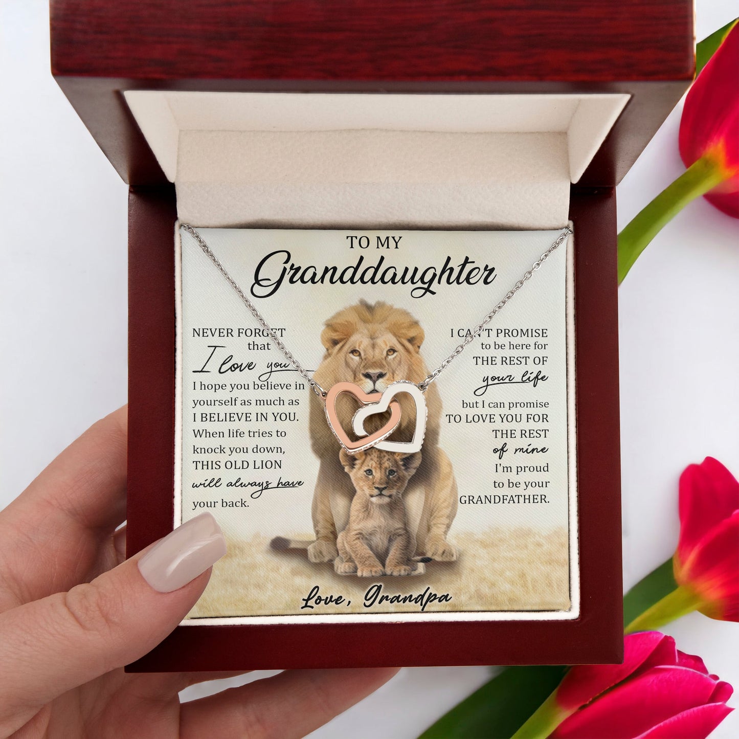 To My Granddaughter - Intertwined Hearts Keepsake Necklace
