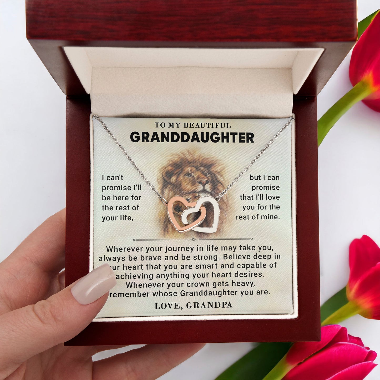 To My Beautiful Granddaughter - Intertwined Hearts Keepsake Necklace