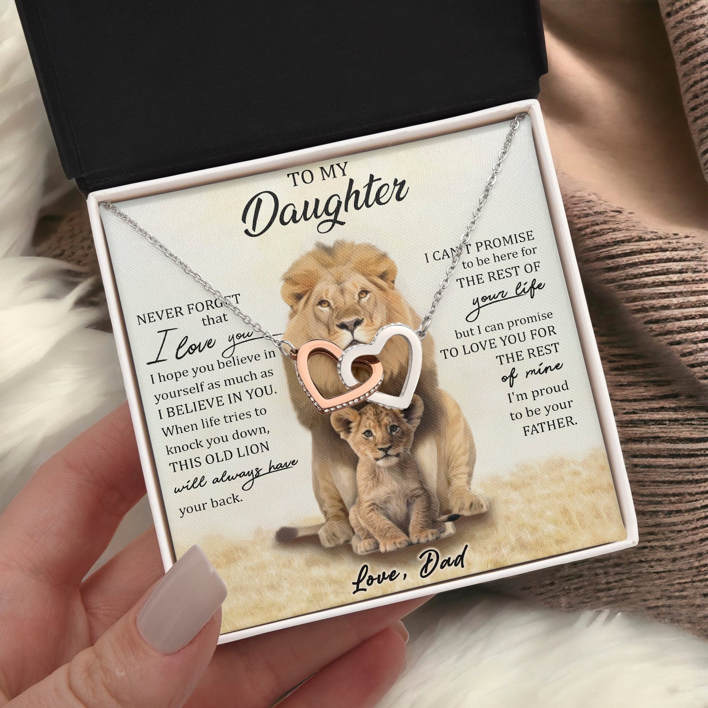 To My Daughter - Intertwined Hearts Keepsake Necklace