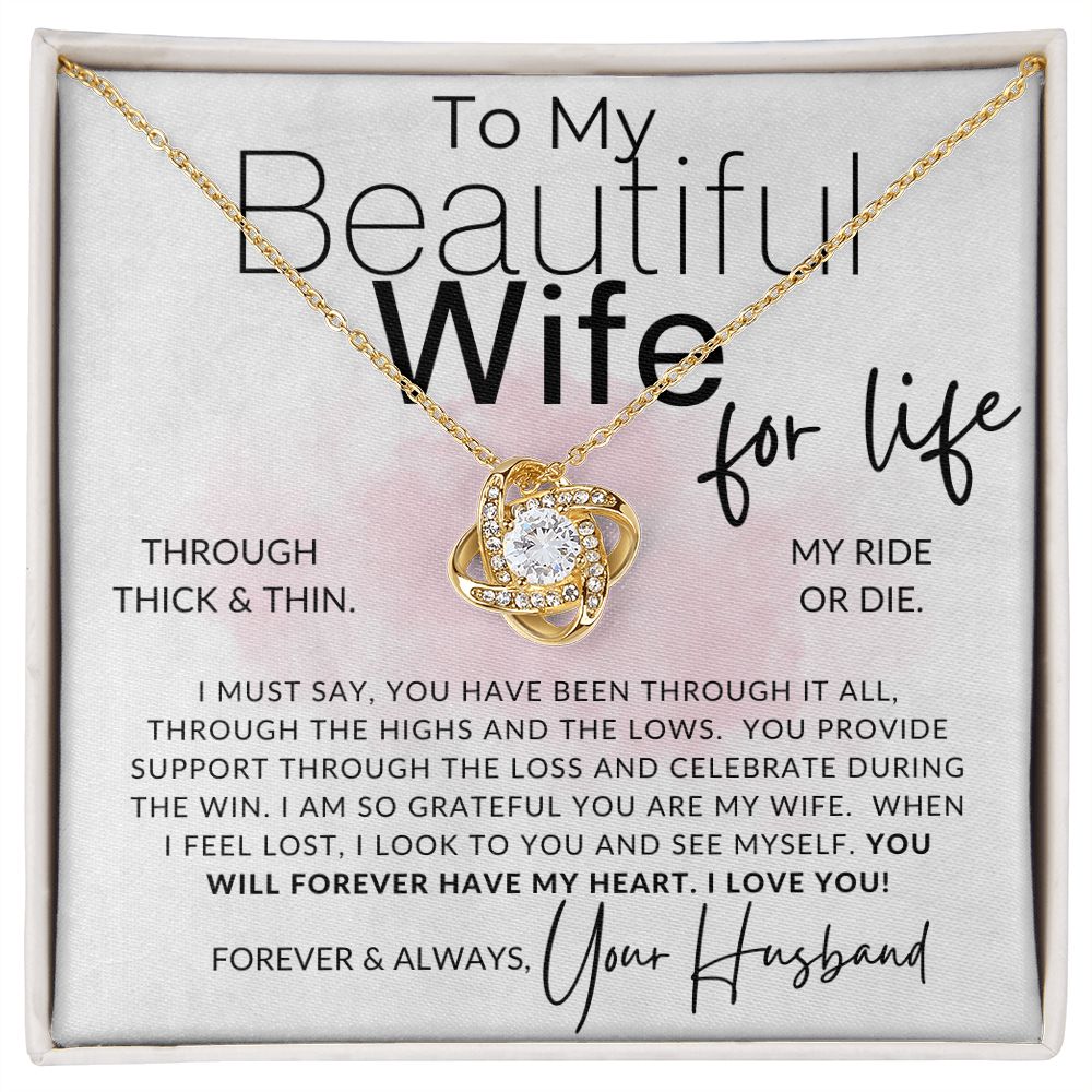 To My Wife Ride Or Die - Love Knot Necklace