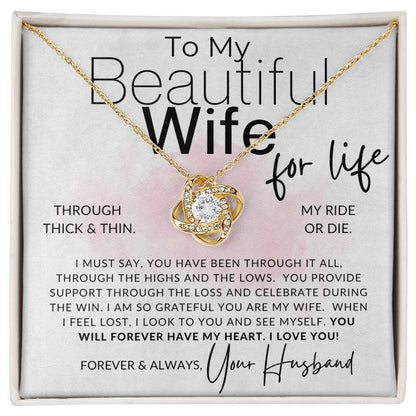 To My Wife Ride Or Die - Love Knot Necklace