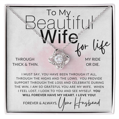 To My Wife Ride Or Die - Love Knot Necklace