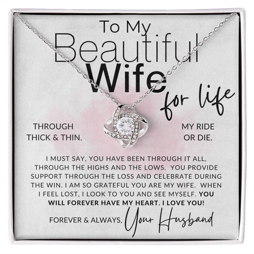 To My Wife Ride Or Die - Love Knot Necklace