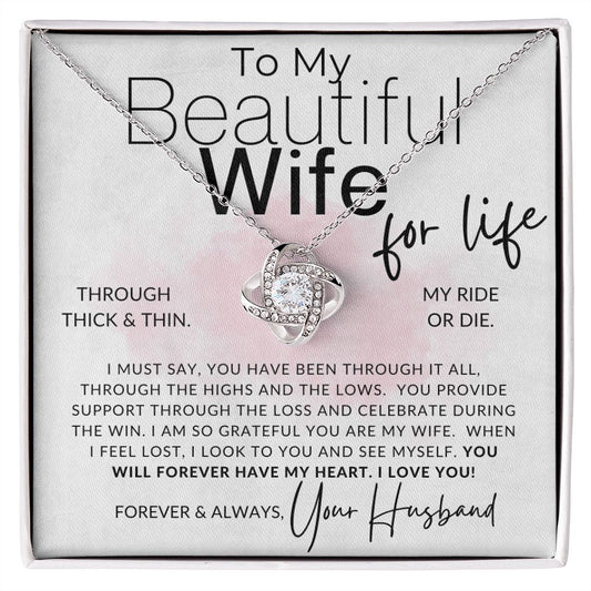 To My Wife Ride Or Die - Love Knot Necklace