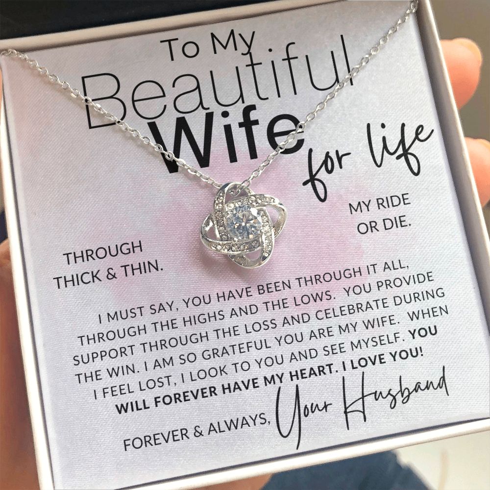 To My Wife Ride Or Die - Love Knot Necklace