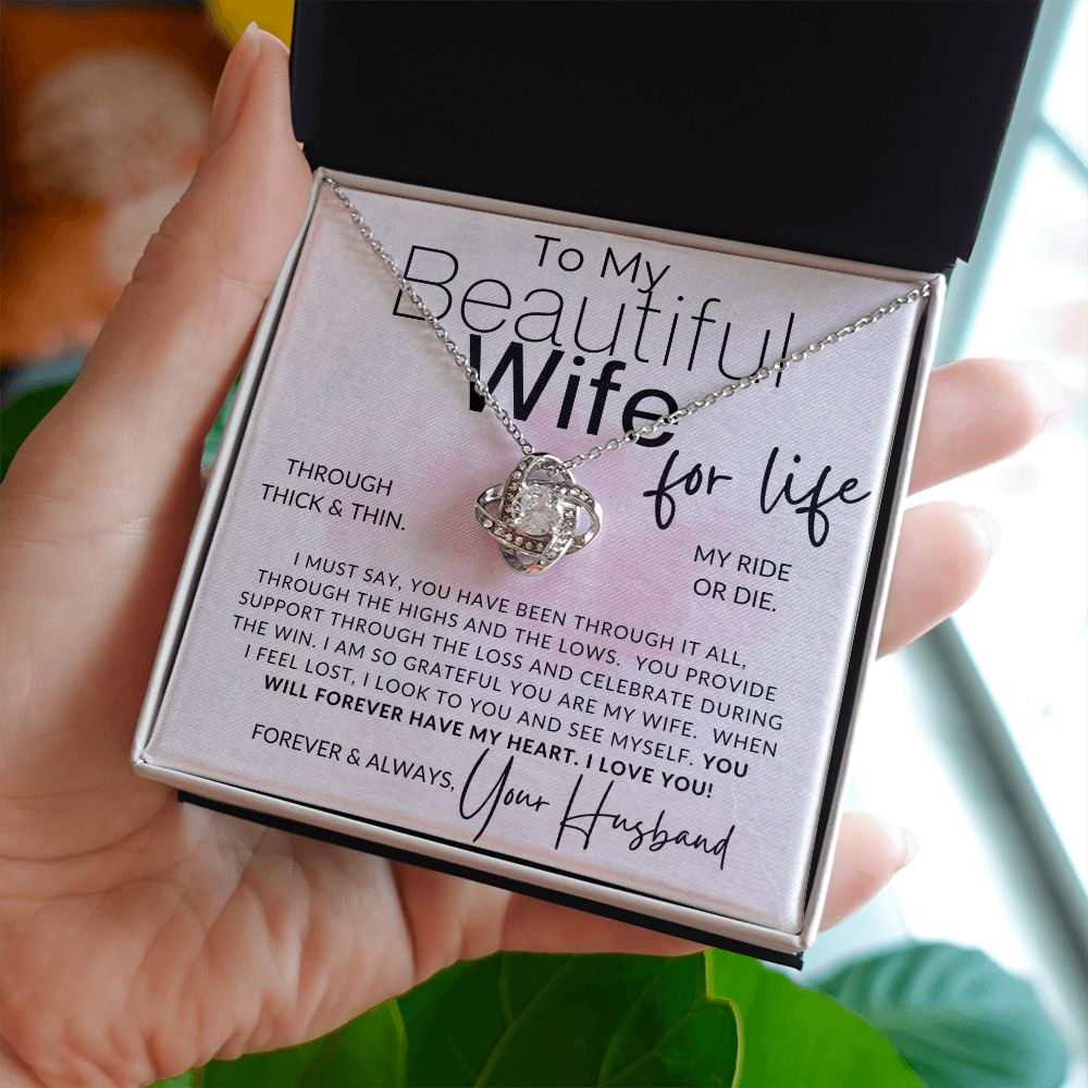 To My Wife Ride Or Die - Love Knot Necklace