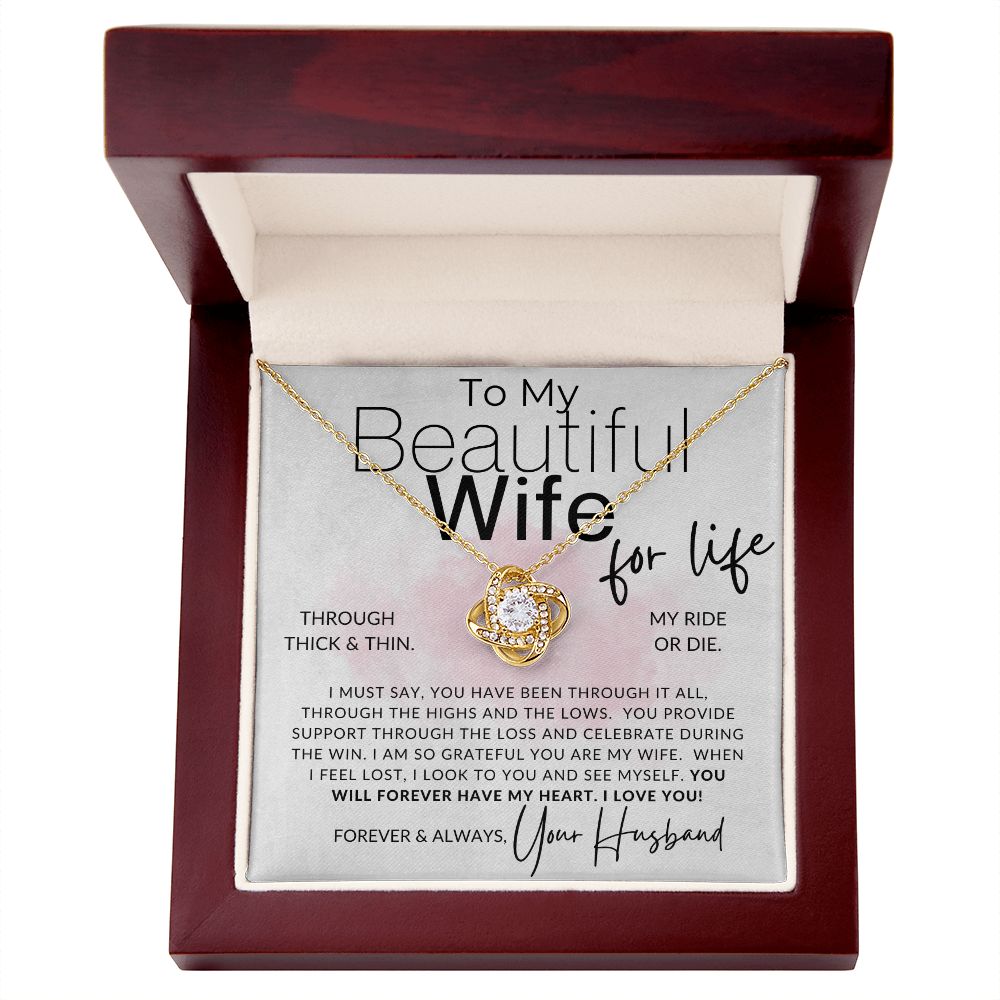 To My Wife Ride Or Die - Love Knot Necklace