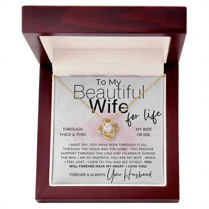 To My Wife Ride Or Die - Love Knot Necklace