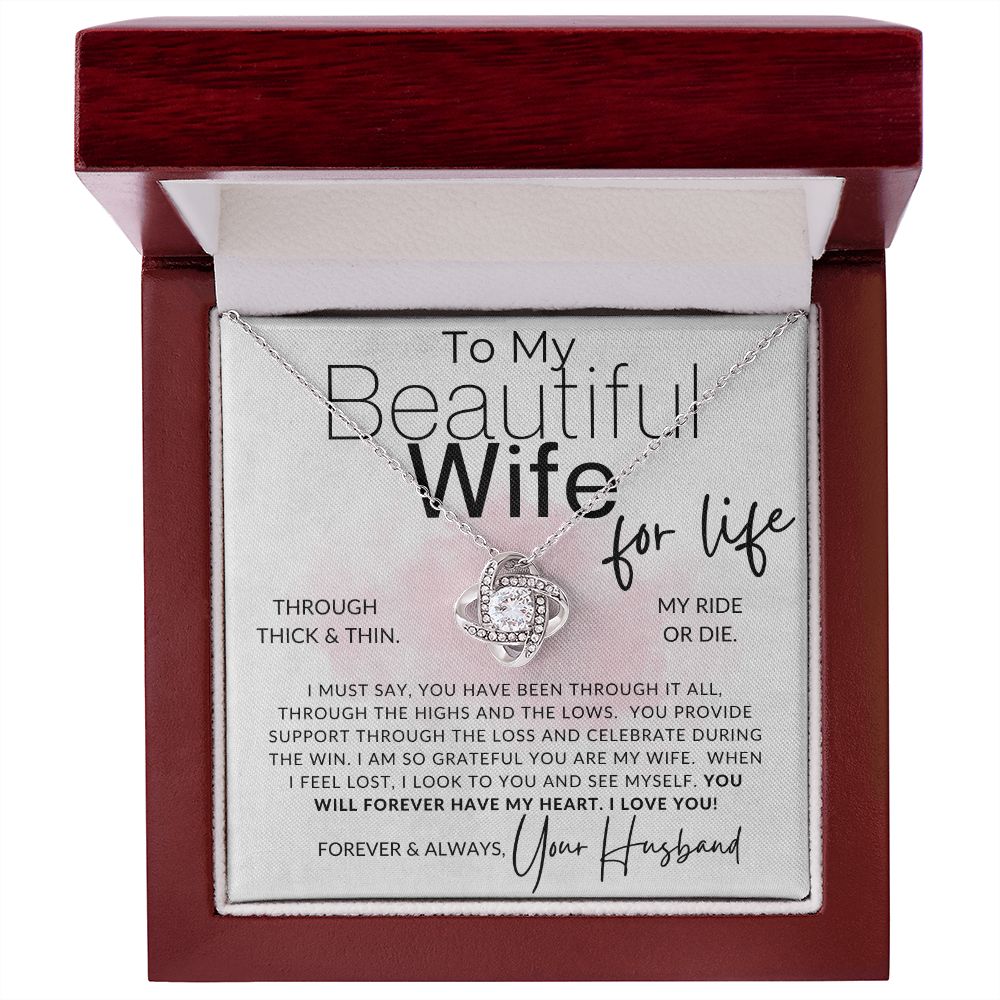 To My Wife Ride Or Die - Love Knot Necklace