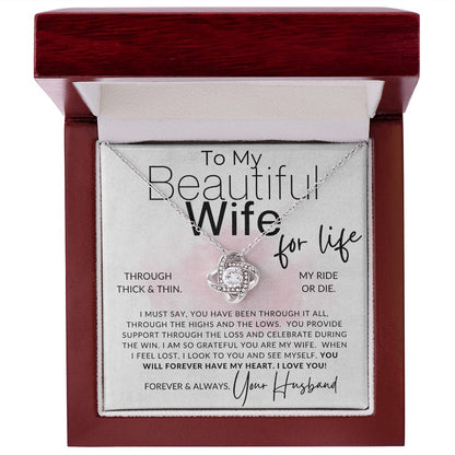 To My Wife Ride Or Die - Love Knot Necklace