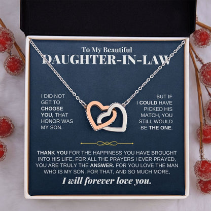 To My Beautiful Daughter-in-law - Intertwined Hearts Keepsake Necklace
