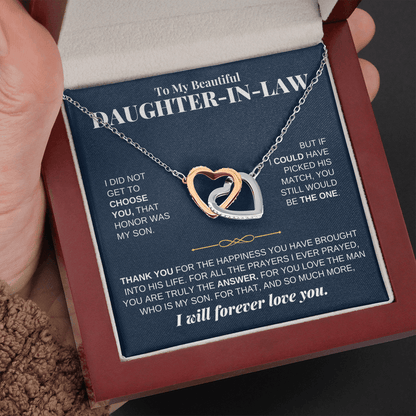To My Beautiful Daughter-in-law - Intertwined Hearts Keepsake Necklace