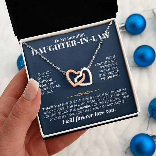 To My Beautiful Daughter-in-law - Intertwined Hearts Keepsake Necklace
