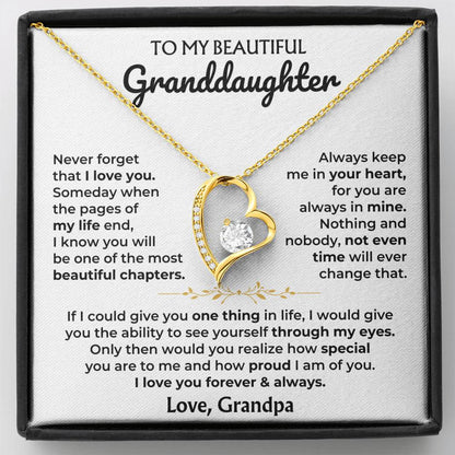 To My Beautiful Granddaughter Forever Love Necklace