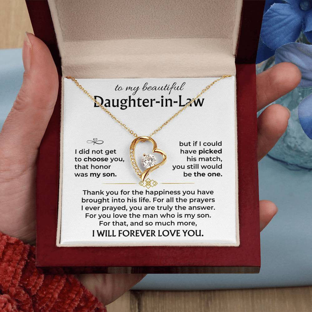 To My Beautiful Daughter-in-law Forever Love Necklace