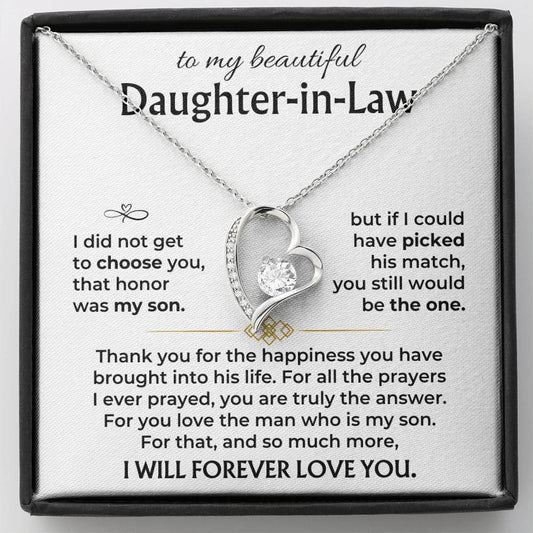 To My Beautiful Daughter-in-law Forever Love Necklace