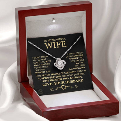 To My Beautify Wife Love Knot Necklace