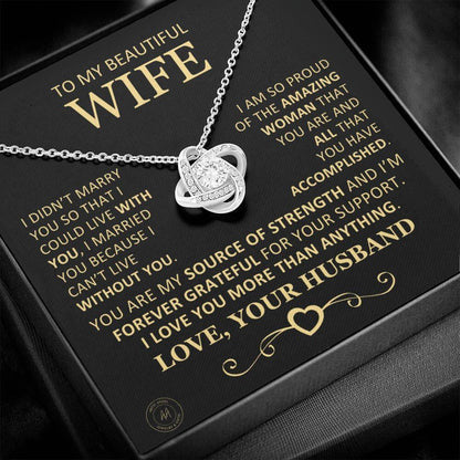 To My Beautify Wife Love Knot Necklace