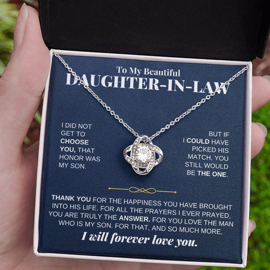 To My Beautiful Daughter-in-law Love Knot Necklace
